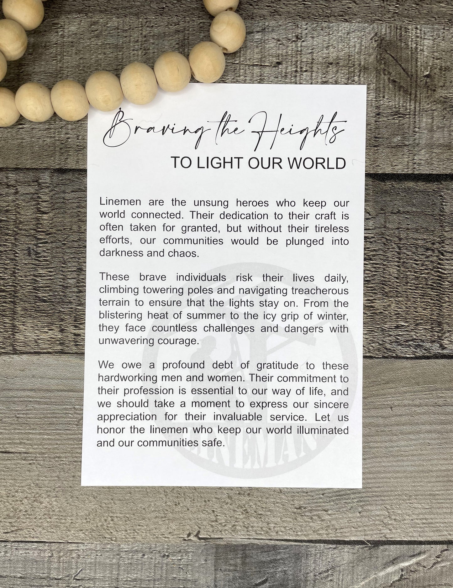 Braving the Heights - Lineman Story Ornament