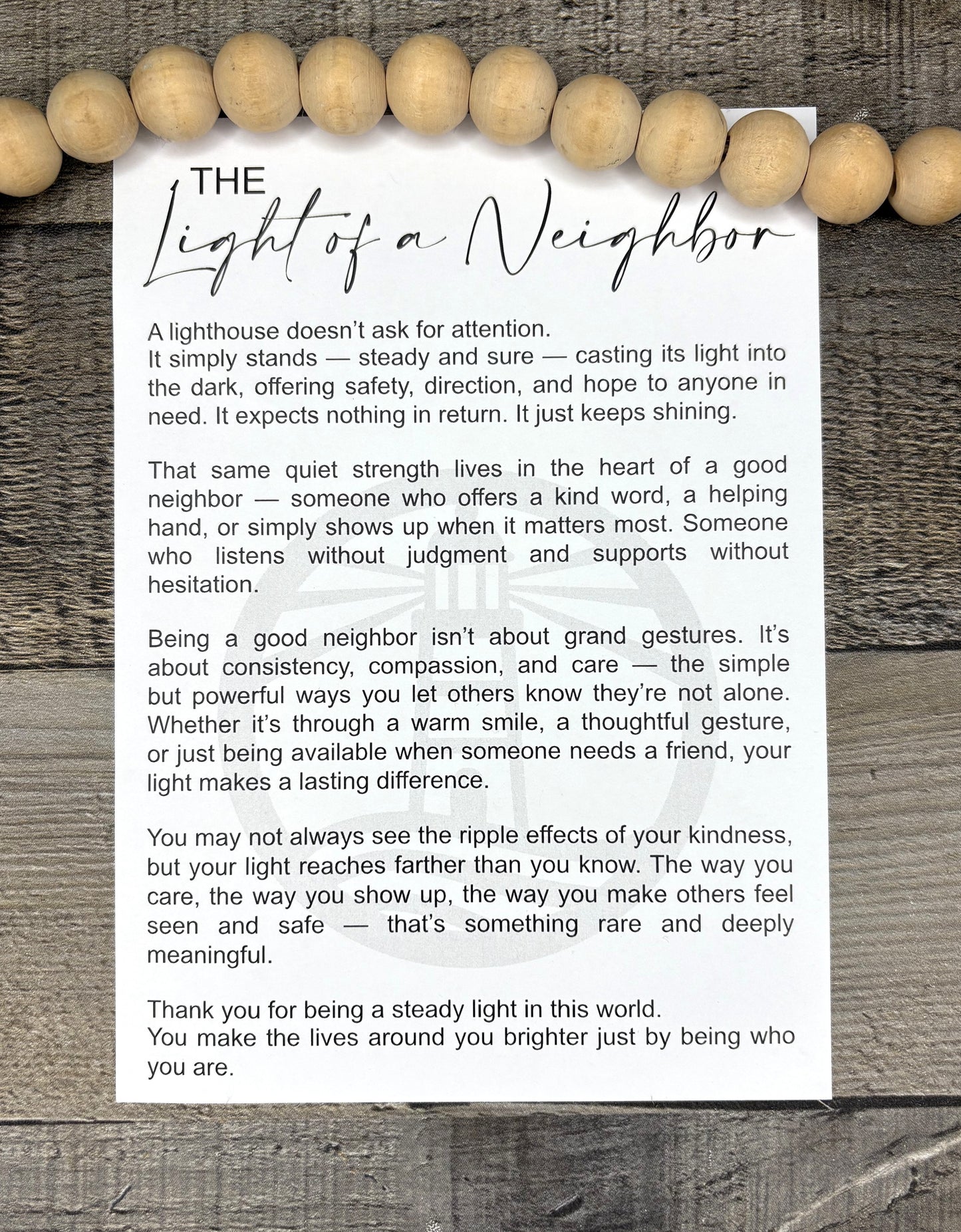 The Light of a Neighbor - Lighthouse Story Ornament