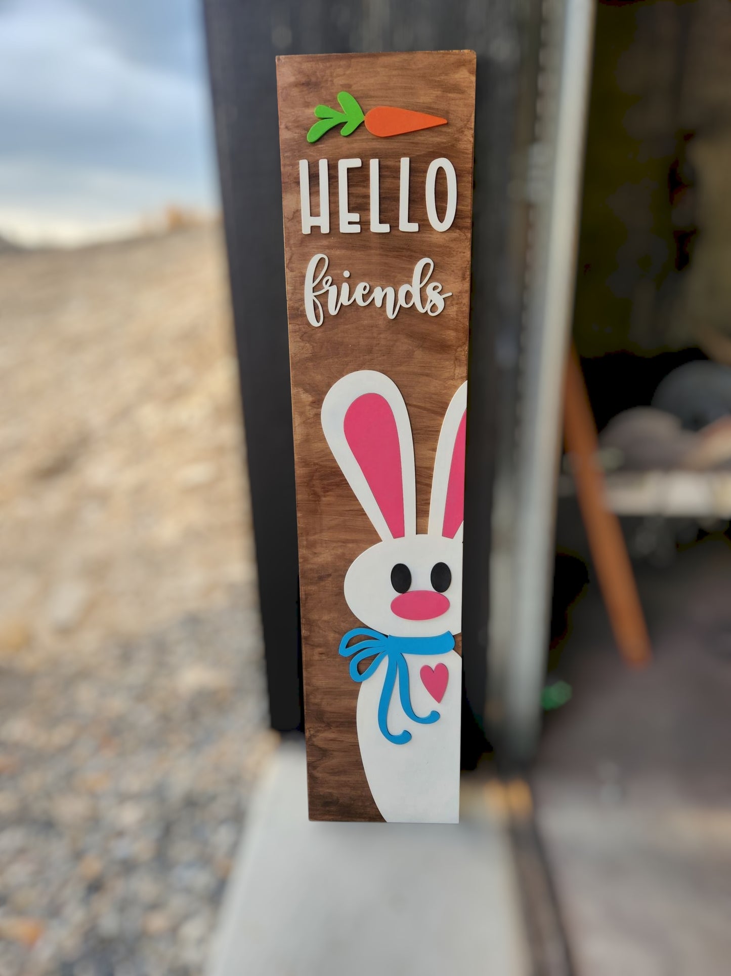 Hello Friends Easter Porch Leaner