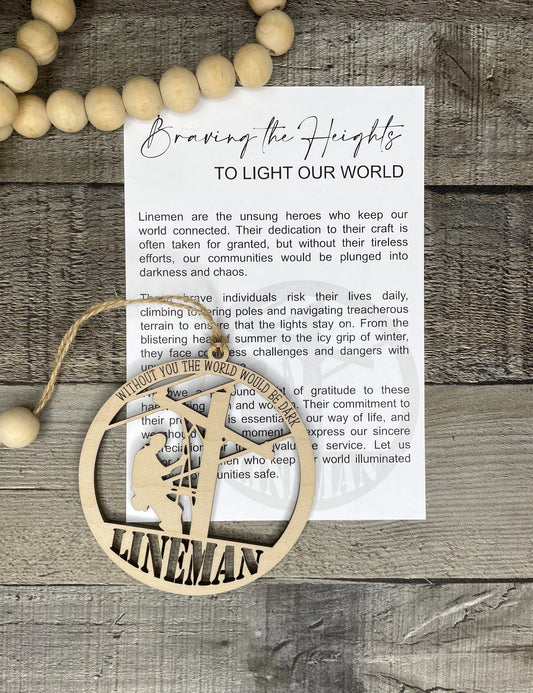 Braving the Heights - Lineman Story Ornament