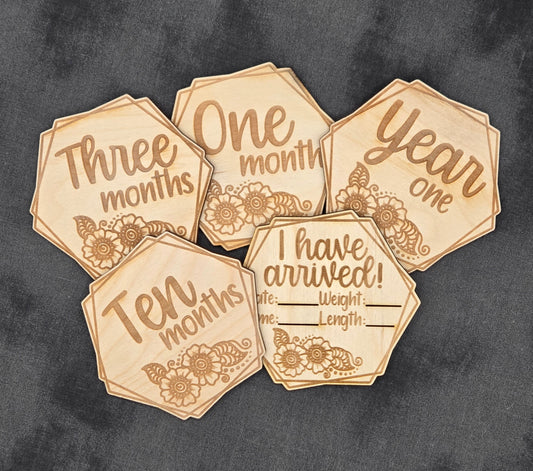 Engraved Floral Milestones