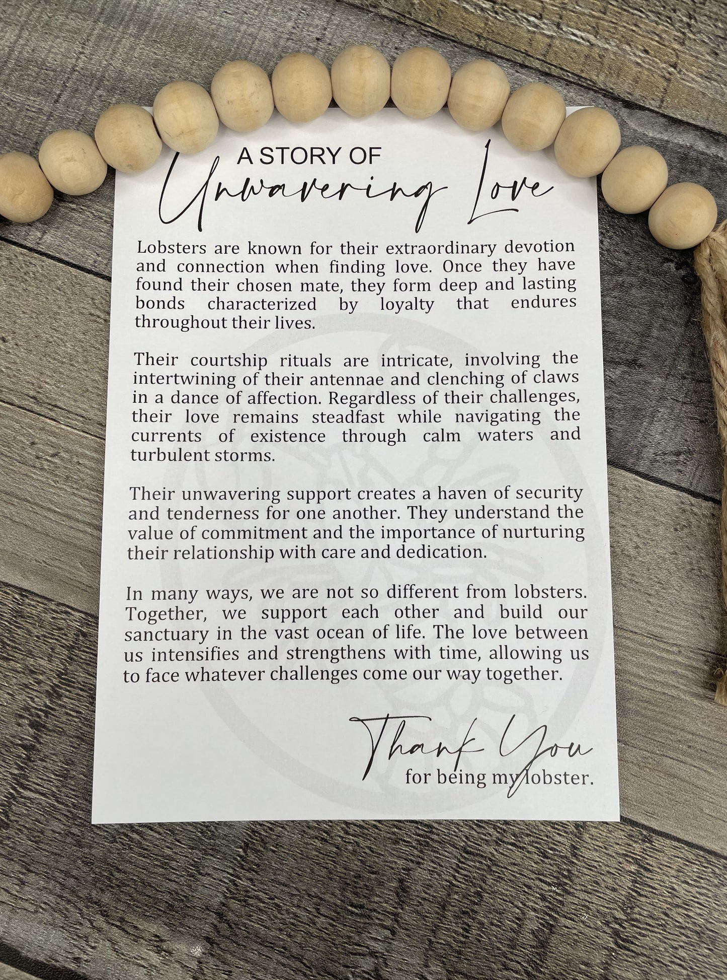 A Story of Unwavering Love - Lobster Story Ornament